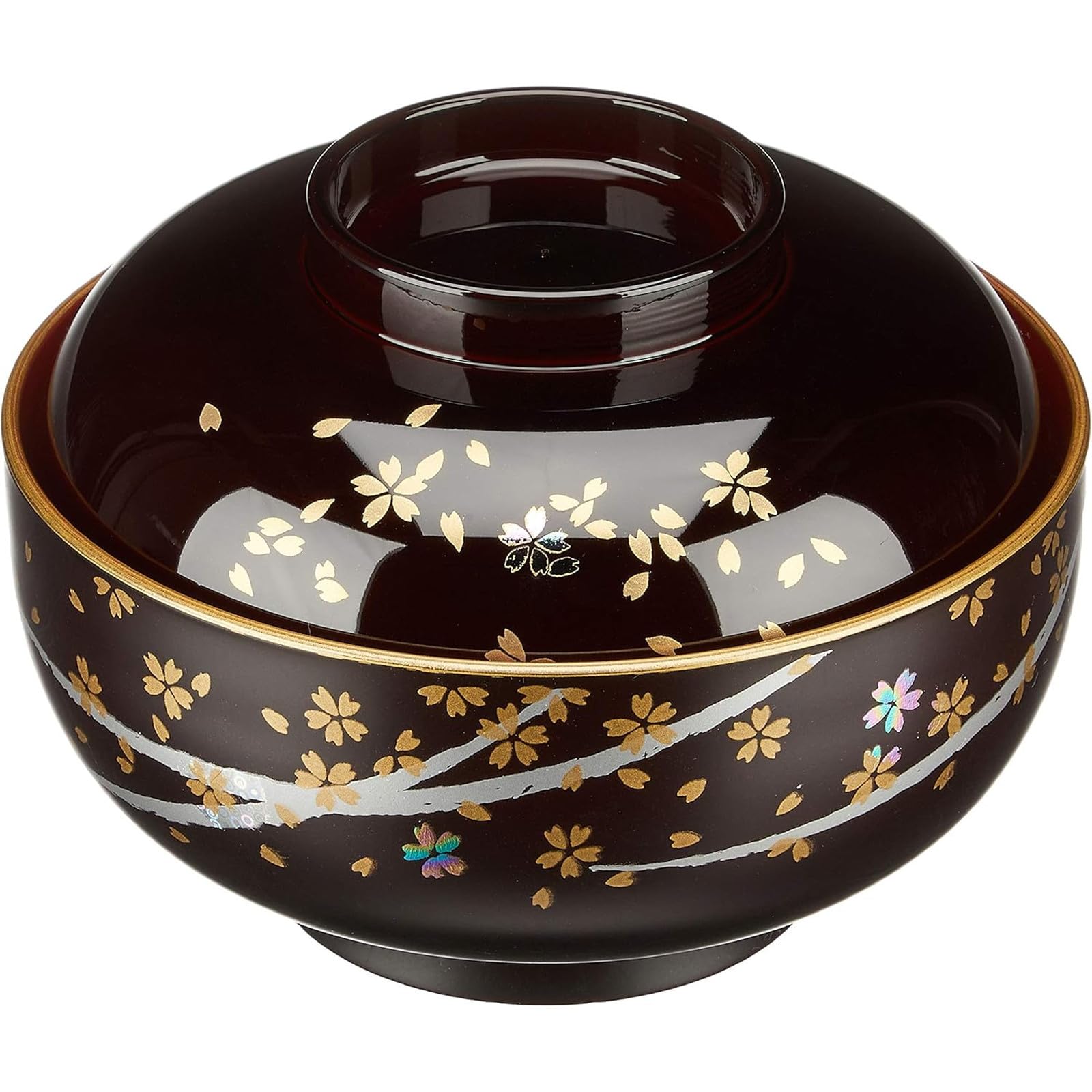 Mitani Yamanaka Lacquerware Soup Bowl Dark Brown 13.3cm Yamanaka Lacquer Haruka Four Seasons Zoni Bowl M17042-9 : Home & Kitchen