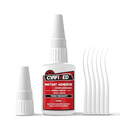 CYAFIXED Super pegamento fuerte de cianoacrilato (CA), pegamento instantáneo CA de alta resistencia de viscosidad gruesa, 1 onza (1.00 oz)