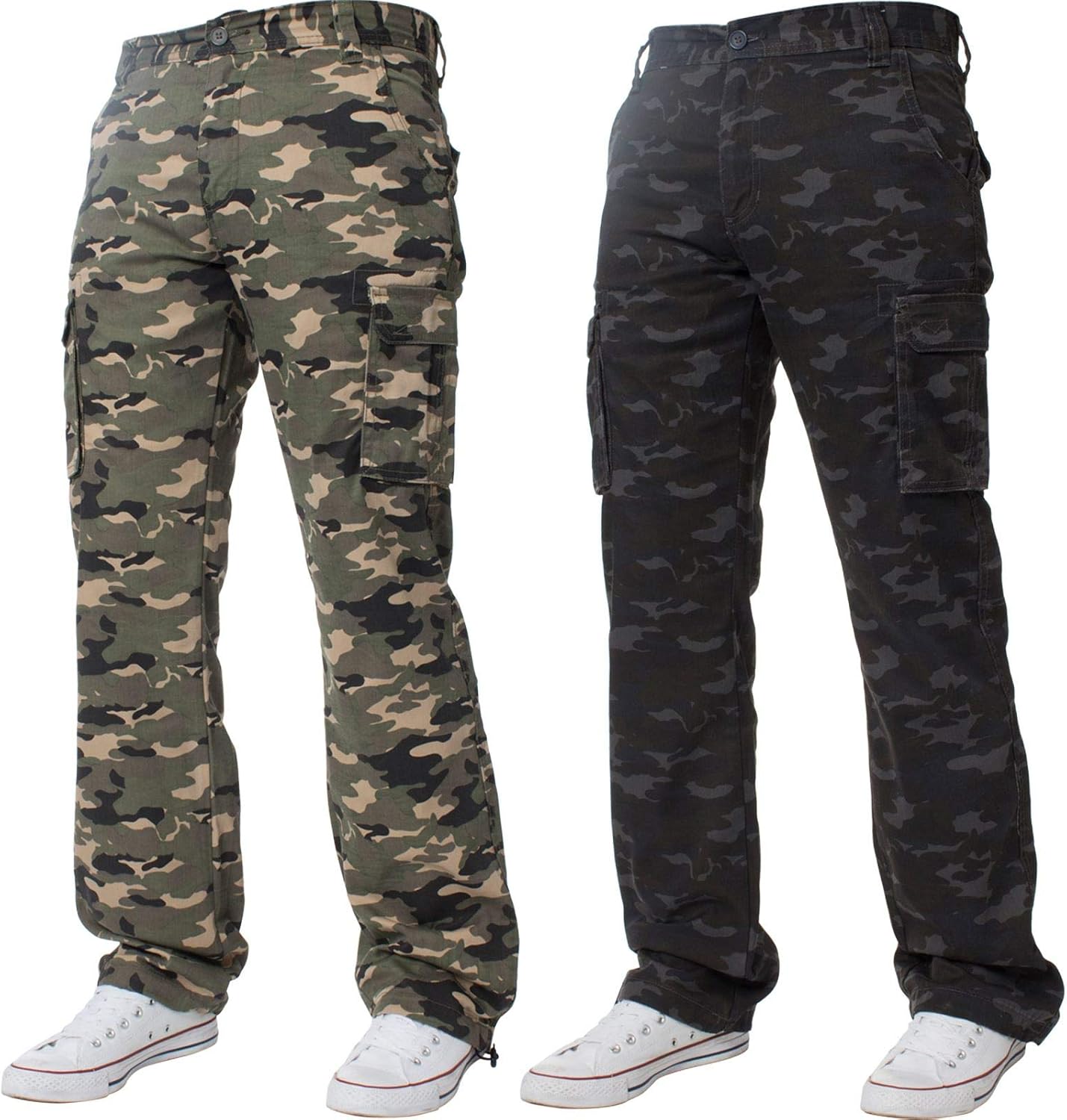 Kruze Men's Combat Cargo Camouflage Green Camo Summer All Waist Pants