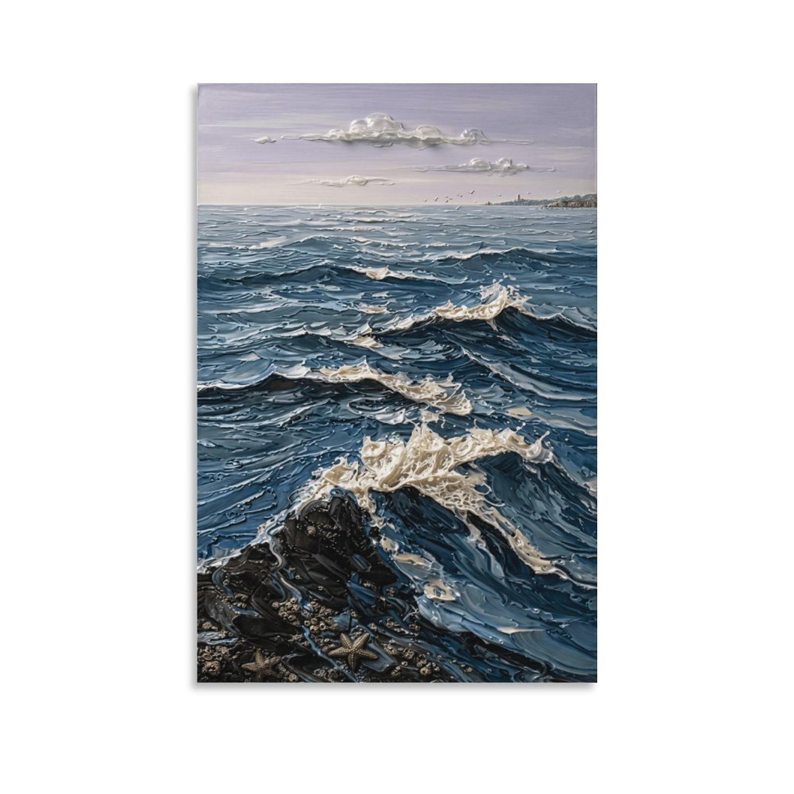 XPASHIQWC Wave Oil Painting Poster Artwork Giclee Canvas Prints Modern Canvas Wall Art Picture Wall Hanging for Bedroom Living Room Decor 20x30inch(50x75cm)