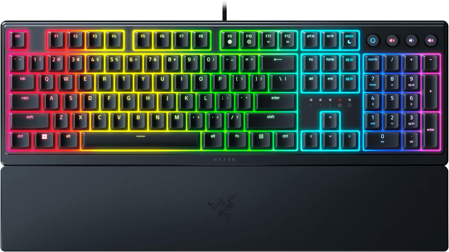 Razer Ornata V3 Gaming Keyboard, Wired, Thin, Clickable Mechanical/Membrane Switch, UV Coated Key Cap, Improves Abrasion and Scratch Resistance, Dedicated Media Key with Illuminated Backlight