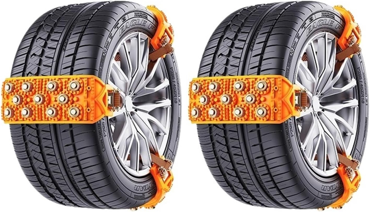 Universal All-Terrain Snow Traction Chains SUVs, Cars, and Off-Road Vehicles Without Tire Damage(Yellow)