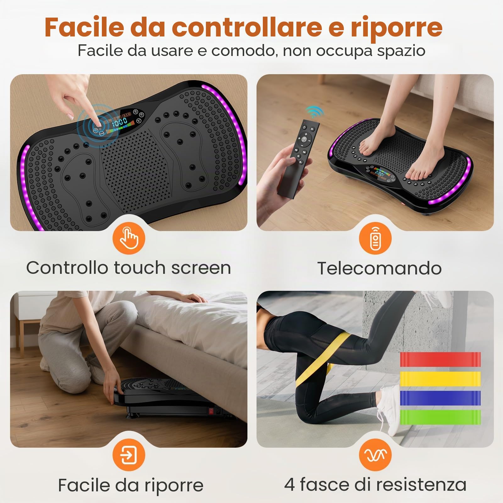 Pedana Vibrante Dimagrante Vibration Plate con 200 Livelli, 9 Programmi, Bluetooth, a Basso Rumore Fino a 200 kg per Circolazione Gambe, Ritenzione Idrica e Drenaggio Linfatico