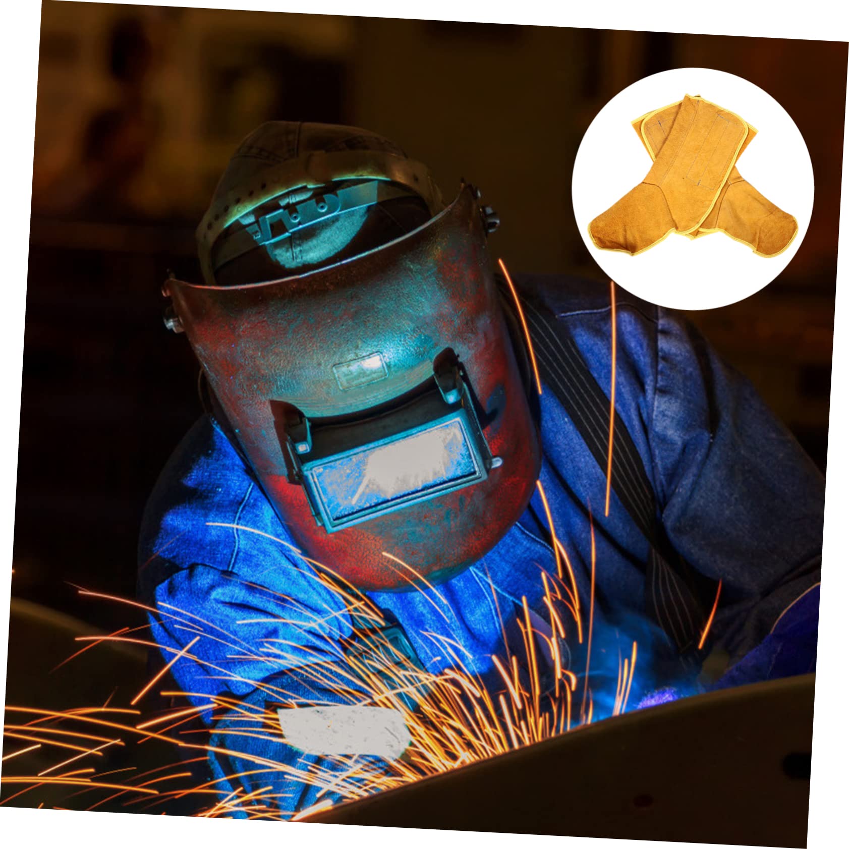 NAMOARLY 1 Pair Welding Foot Protector Welder Shoe Protector Welding Protective Foot Cover Shoe Orange Cowhide