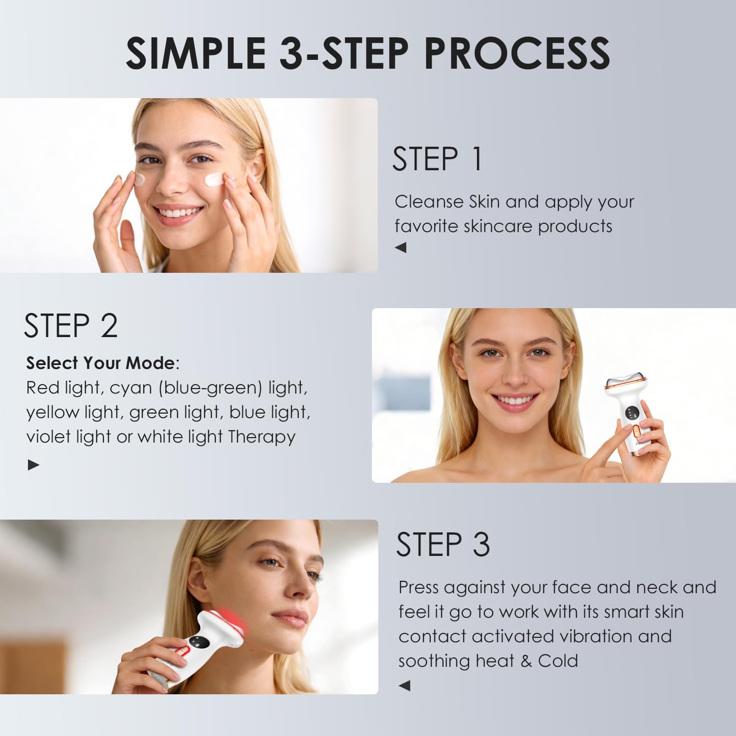 Anpor Face & Neck Beauty Massager with Heat & Cold, Valentines Day Gifts, Gua Sha Facial Massager Tool, Microcurrent, 7 Color Light, 7 Modes, Smart Vibration for Ficial & Neck Care (Pearl White) - Image 6