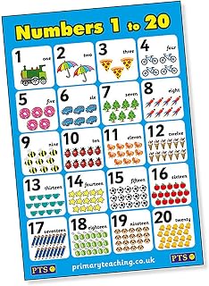 1 Numbers 1-20 Early Years KS1 Mathematics Nursery Childrens Pupils Teachers Classroom Display Poster A2 Primary Teaching Services
