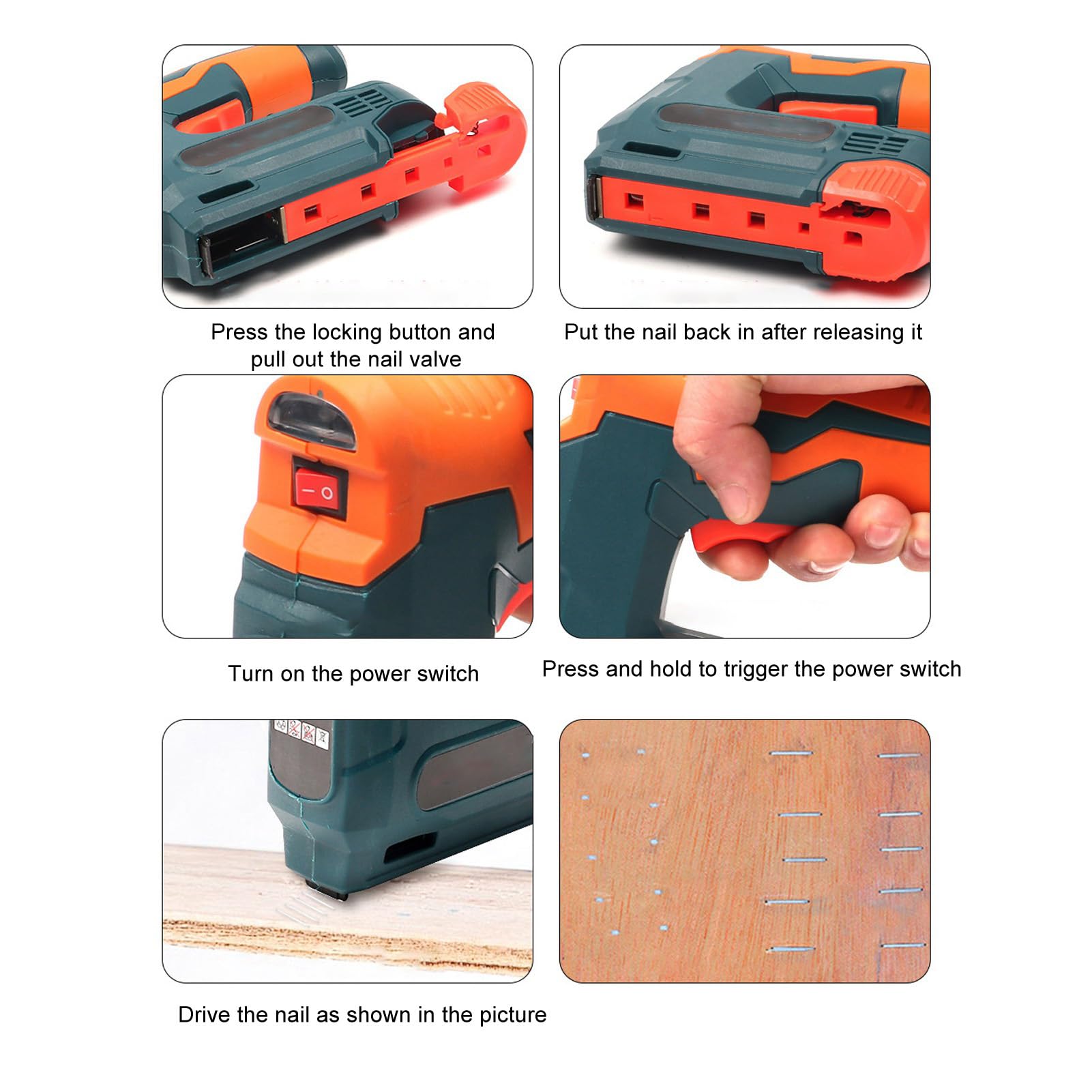 Clavadora Brad Inalámbrica, Pistola de Clavos/grapadora 2 en 1 para Tapicería, Carpintería, Capacidad de Cargador de Uñas de 100 Piezas, Batería de 2000 MAh, Pistola de Clavos