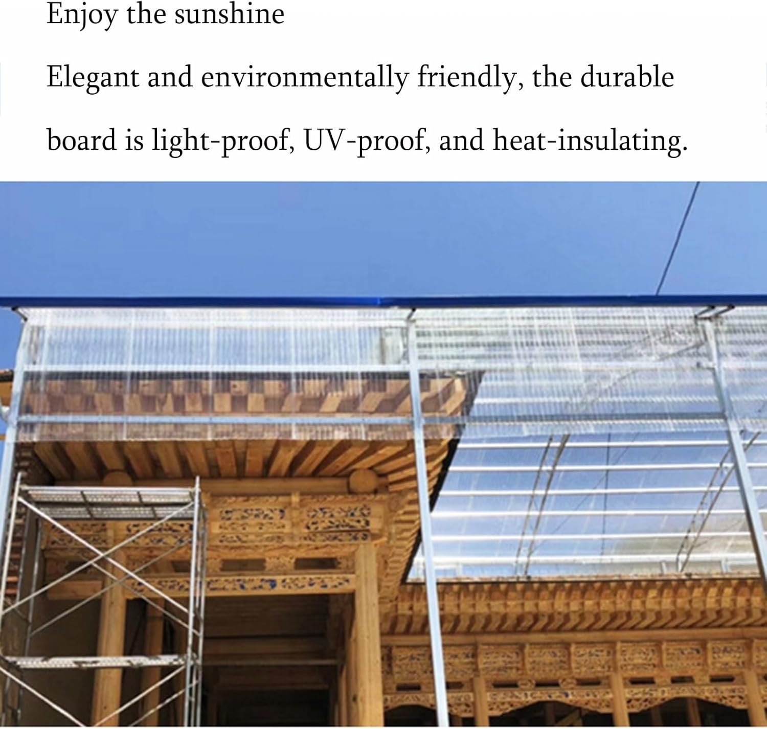 EMYJAY Polycarbonate Roofing Sheet, 1.0mm Roofing Waterproof Insulation Panel Clear Acrylic Plastic Sheet for Garages Greenhouse Sun Room (Color : Clear, Size : 1mx2m)