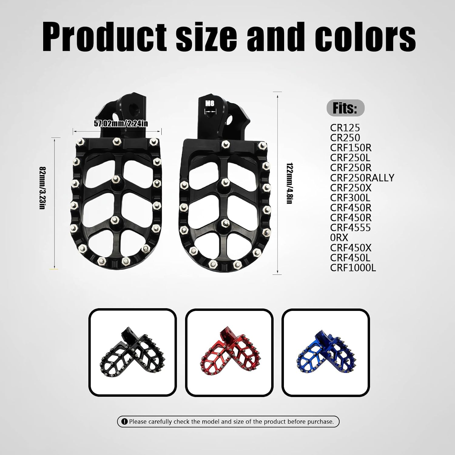 Motorcycle Foot Pegs (BLACK, KLX150L KLX150BF KLX230 KLX230R KLX230S)