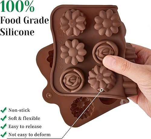 Miniatura 3 de Moldes de silicona para chocolate, moldes antiadherentes de 15 cavidades para chocolate, dulces, gomitas y gelatina, paquete de 4