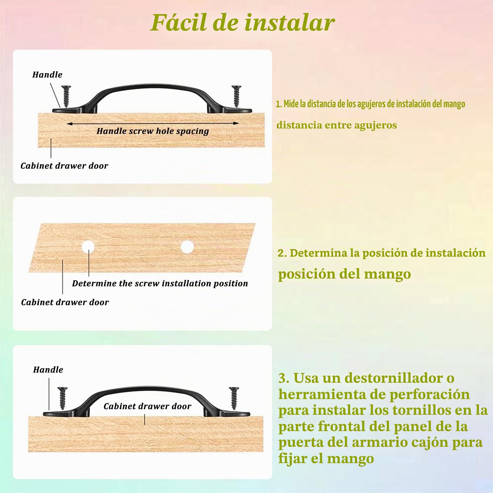 8 Piezas Manija Negra de Aleación de Zinc y Acero Inoxidable para Puerta de Muebles, Manejar Tiradores de Cajones Granero, Con 16 Tornillos, Para Armarios, Puertas de Jardín(158 x 20 mm)