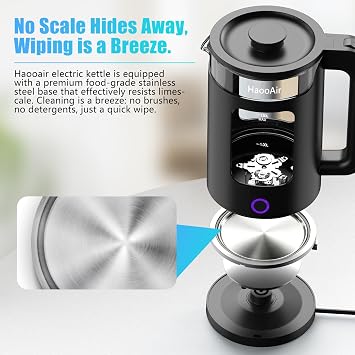 Electric Kettle – 7-Colorful LED, Stainless Steel Bottom. Made of Easy-To-Clean Glass Material, Boils Quickly and Silently, BPA-Free, Equipped with Black Mat, and Features Dry-Burn Protection.
