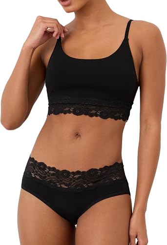 Pact Organic Cotton Womens Lace Waist Brief Underwear, 2 Pack