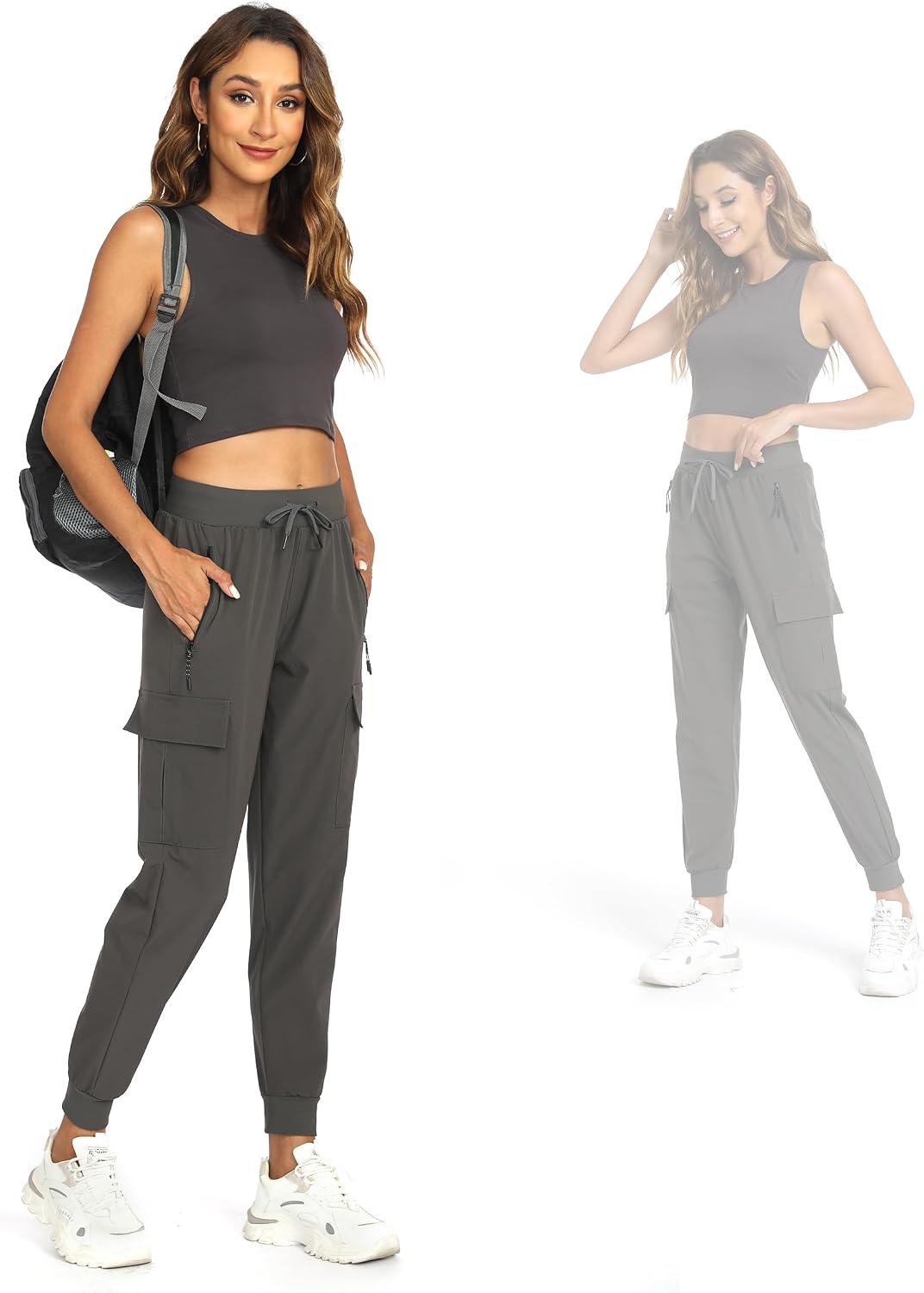 Womens Cargo Hiking Pants with Pocket - Lightweight Quick Dry Workout Joggers for Travel, Camping and Outdoor Wear