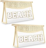 Vista 20 de izuzta Bolsa de maquillaje transparente boho para mujeres y niñas, Beige, Cabello