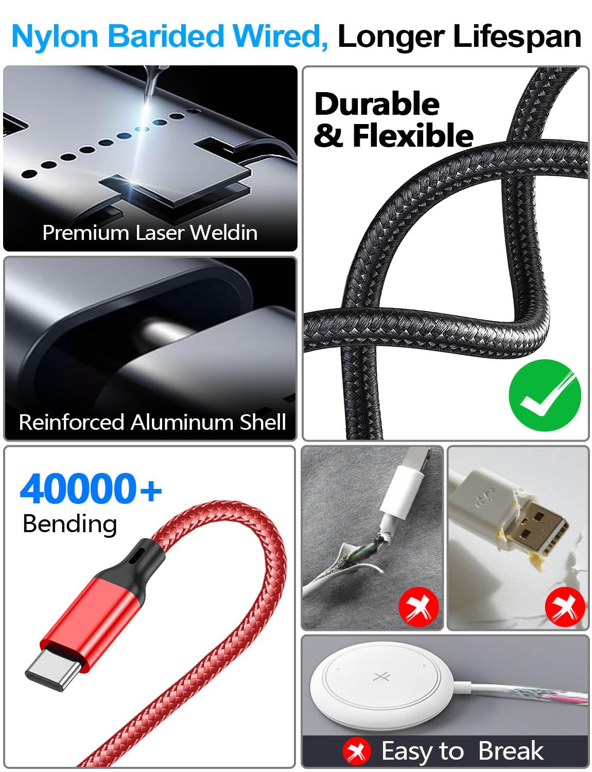 Travel Essentials, paquete de 2 cables de carga múltiple para Apple Watch, cargador de iPhone, cargador Samsung, tipo C, Lightning, iWatch, cable de carga micro para iWatch Ultra/10-2/iPhone/Galaxy