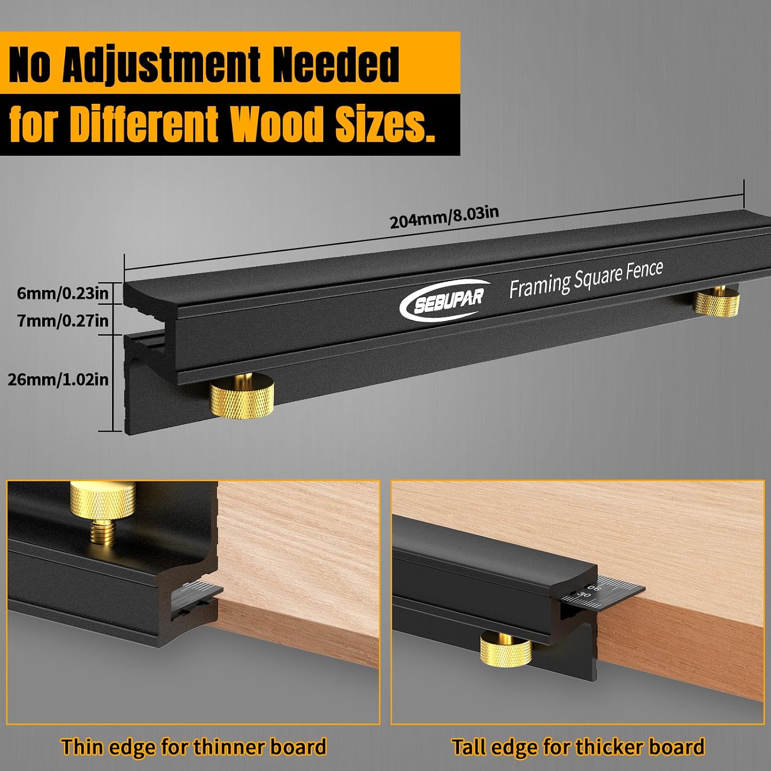 Removable Carpenter Framing Square Fence, 7-7/8 Inch Heavy Duty Aluminum Framing Square Fence for Woodworking, Precision Marking Square for Wood Framing, Lightweight & Easy to Use