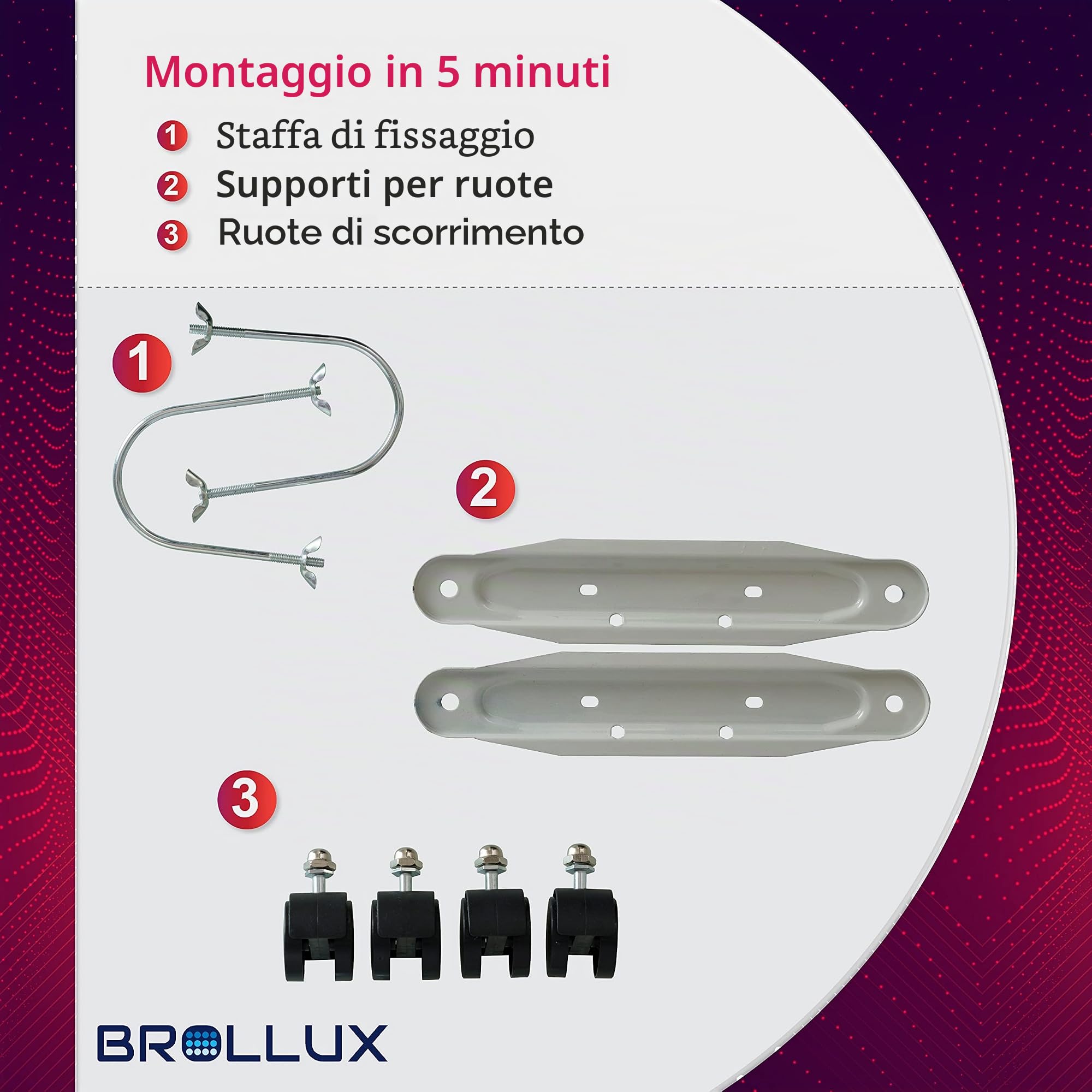 BROLLUX Riscaldatore ad olio elettrico 1500 W, radiatore ad olio, riscaldamento elettrico, 7 lamelle
