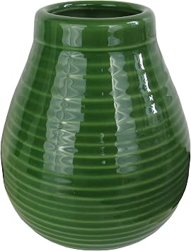 Gaucho Bruno Large Ceramic Yerba Mate Cup - Reusable, Slip-Proof Gripping and Easy Cleaning - Retains Heat, Ideal for Teabags - for Home and Travel Use - Green