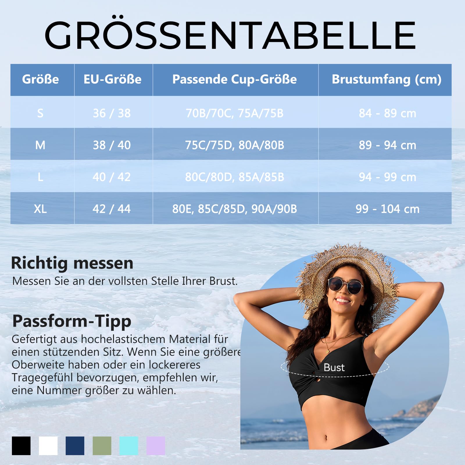 Zando Top de bikini deportivo para mujer, parte delantera push-up, acolchado, sujetador de baño