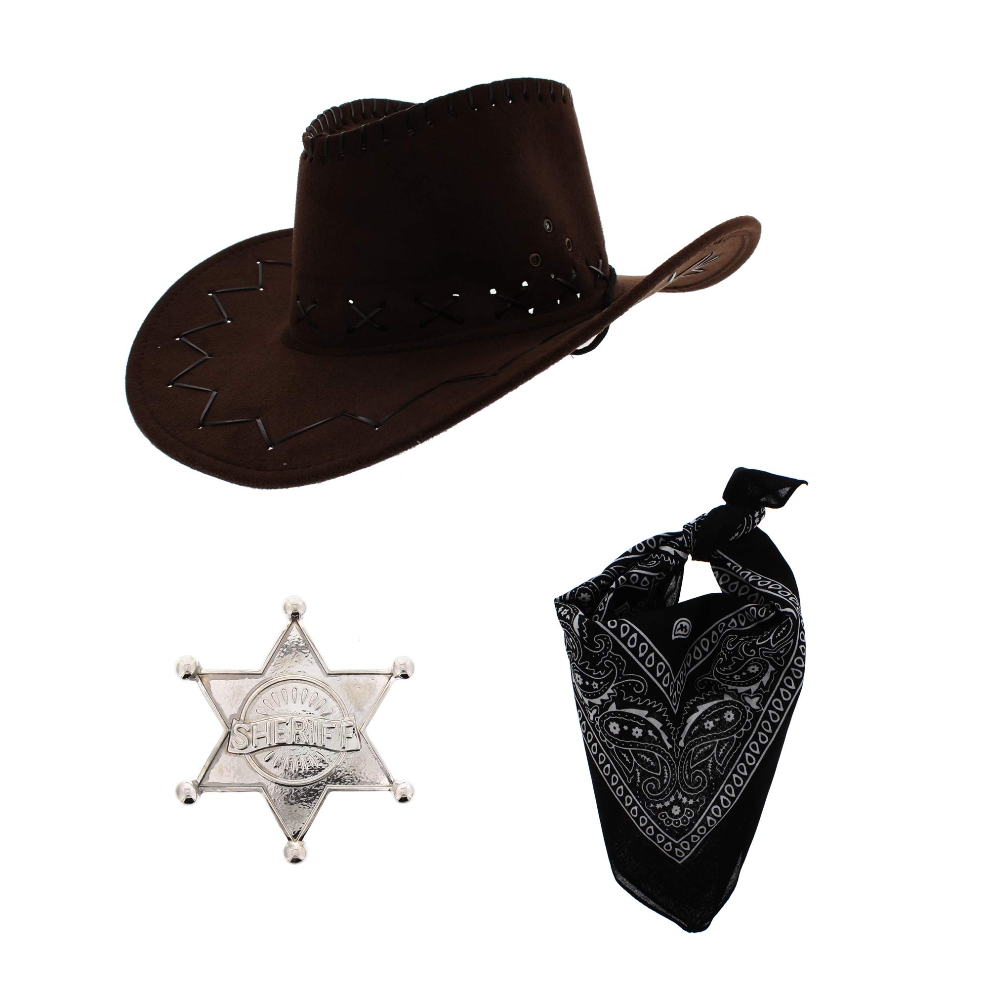 Zac's Alter Ego Fancy Dress Cowboy Sheriff Badge, Hat & Bandana/Neckerchief Set โ image 1