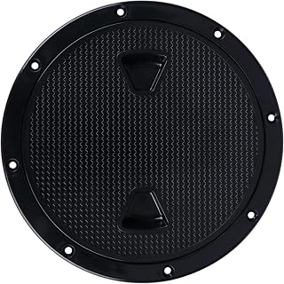 Akoleyer 4-Inch Black Non-Slip Marine Deck Plate Hatch with Detachable Cover for Boat RV Access