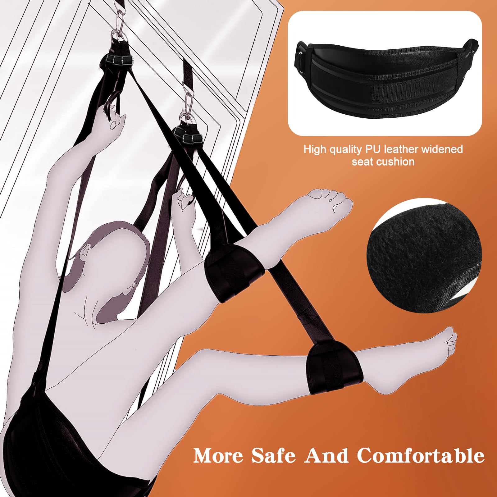 Balançoires Sexuelles pour Couples d'adultes, XOPLAY Balançoires Sexuelles érotiques avec Siège, Balançoires d'amour Réglables, Jouet Sexuel BDSM Bondage et Contention, Supportant Jusqu'à 300lbs