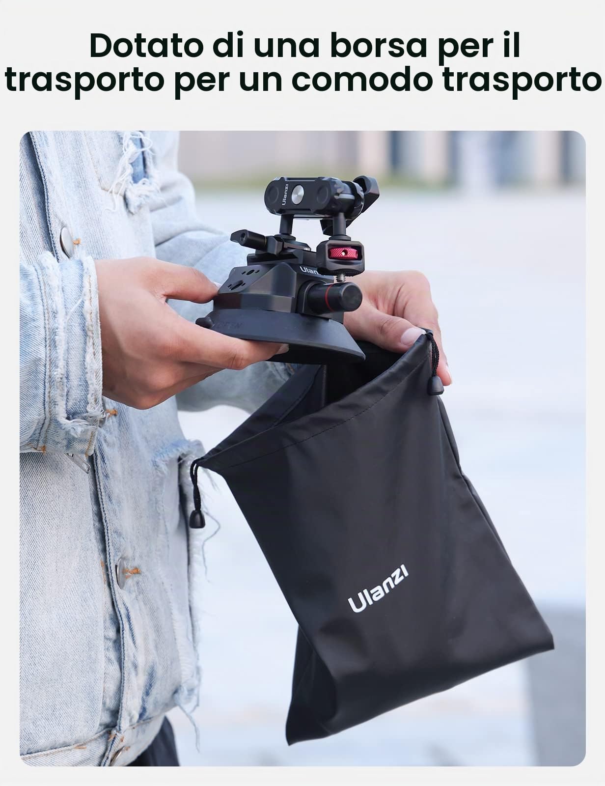 ULANZI SC-02 4,5" Supporto a ventosa per GoPro, supporto a ventosa con pompa e braccio magico NOTA a sgancio rapido, supporto da auto per Insta360, DJI Osmo Action