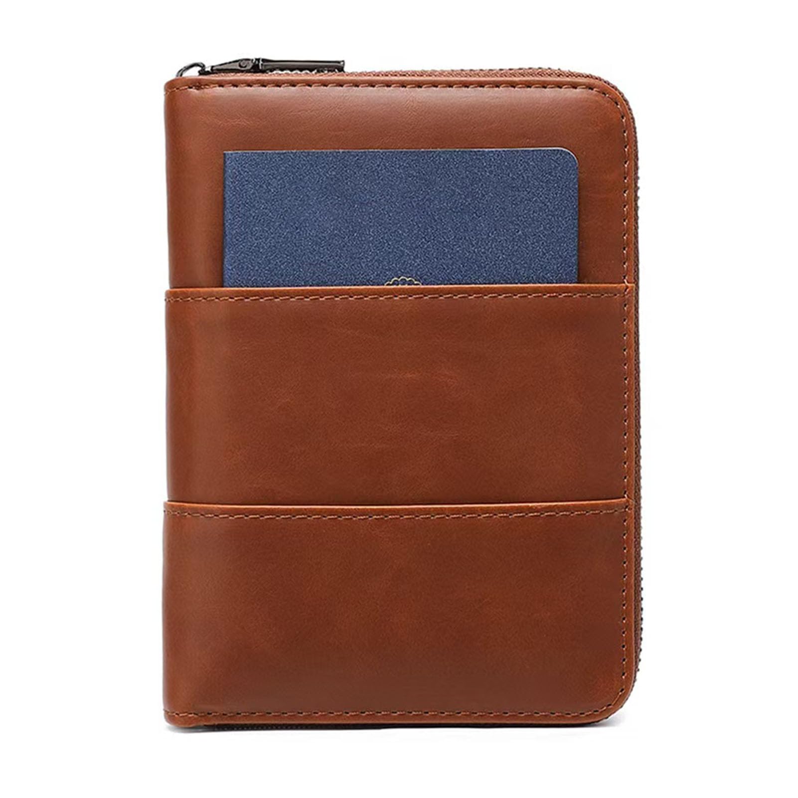 Multi-Pocket RFID Blocking Travel Passport Wallet with Zipper – Family Passport Holder Cover Wallet & Travel Document Organizer Clutch Bag for Men