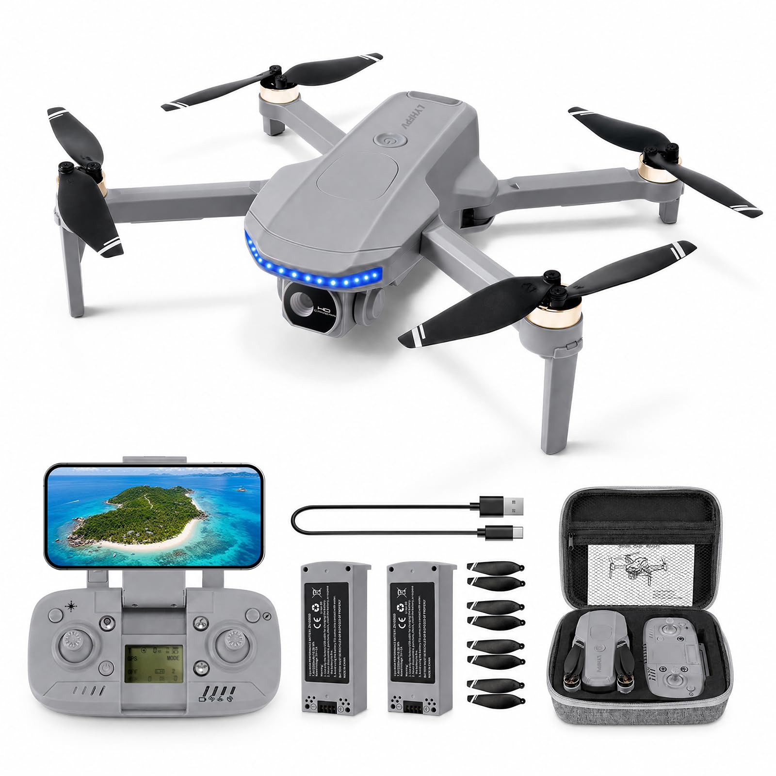 Drone GPS con Telecamera 4K UHD per Principiant e Adulti, 60 Minuti di Volo,Sotto <249g,Drone Professionale con Motore Brushless, Ritorno Automatico, Segui