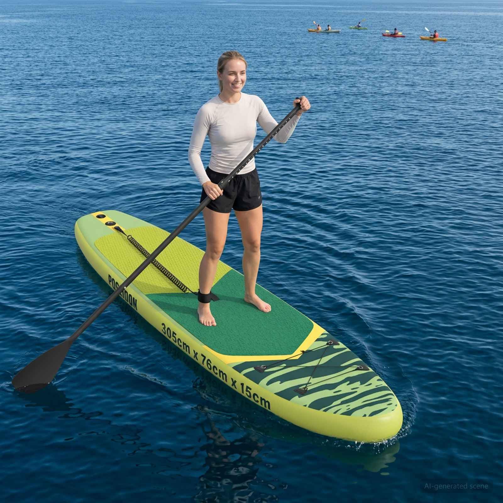 Nadmuchiwana deska do wiosłowania Stand Up Paddle Board z PCW z torbą i akcesoriami do wiosłowania, sportów wodnych, fitnessu, jogi, wędkowania nad jeziorem, rzeką i morzem