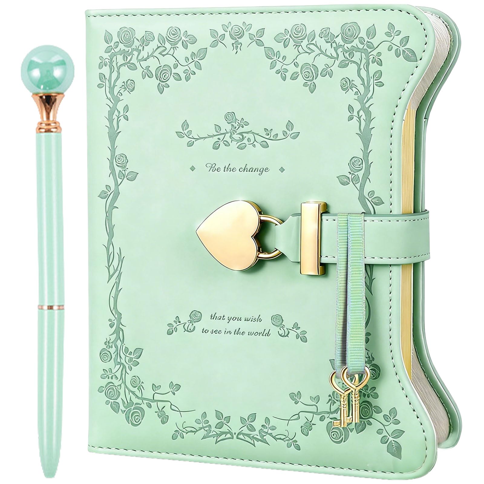 Nidoul Girls Gifts Diary with Lock for Girls Ages 8-14,The Princess Diaries 360 Pages with Lock,Keys and Pen,Journal Notebook Secret Diary for Girls Cute Gifts (Elegant Green)