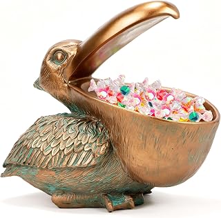Resin Pelican Statue Catch All Storage Bowl | Multifunctional Key Trinket & Candy Dish Decor Organizer for Entryway Console, Living Room Coffee Table, Office Desk Ornament
