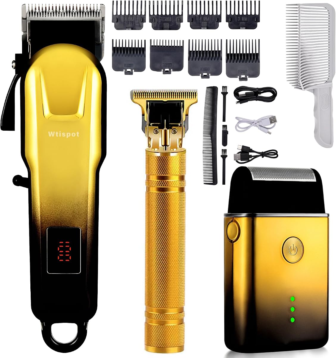 Juego de cortapelos para hombres, cortadora de pelo con pantalla LED, cortadora de pelo inalámbrica profesional, cortadora de barba, máquina cortadora de pelo para hombres, regalo de vacaciones para él regalo del día del padre
