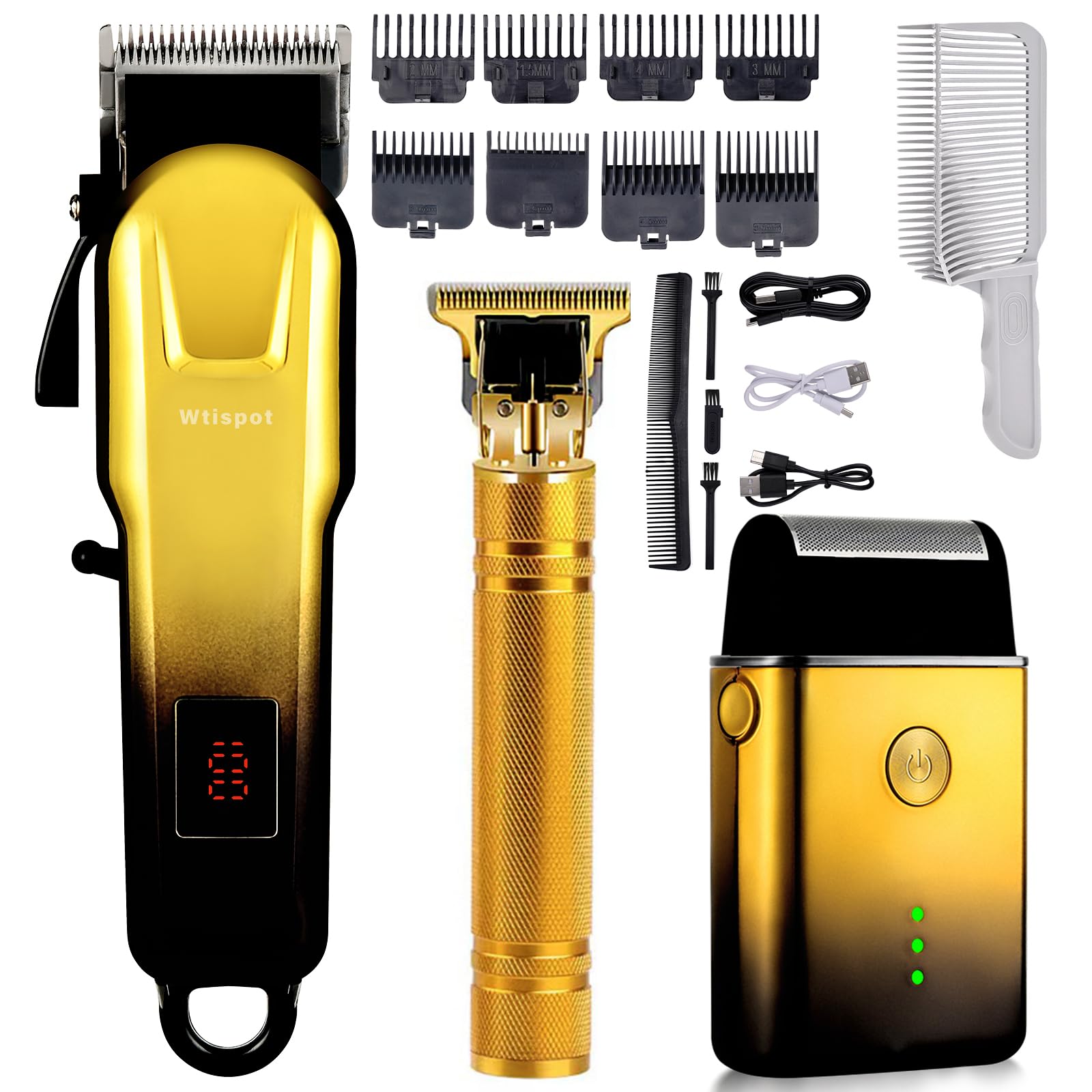 Hair Clippers Set for Men,Hair Clipper Trimmer with LED Display, Professional Cordless Hair Clipper Shaver Beard Trimmer, Hair Cutting Machine for Men