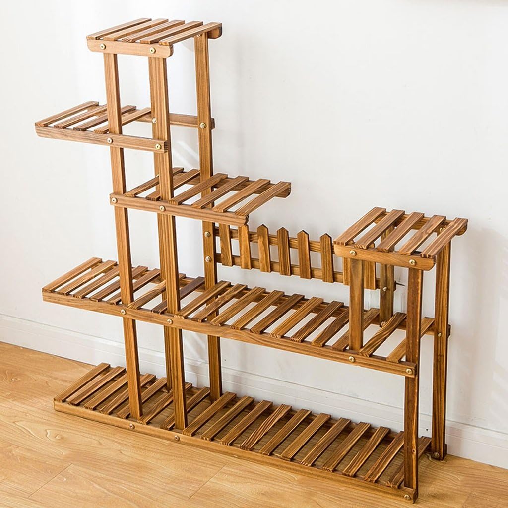 Multi-Storey Wooden Flower Shelf Outdoor Balcony Garden Multi-Purpose Display Stand (Size : S-L115W25H115cm) image 3