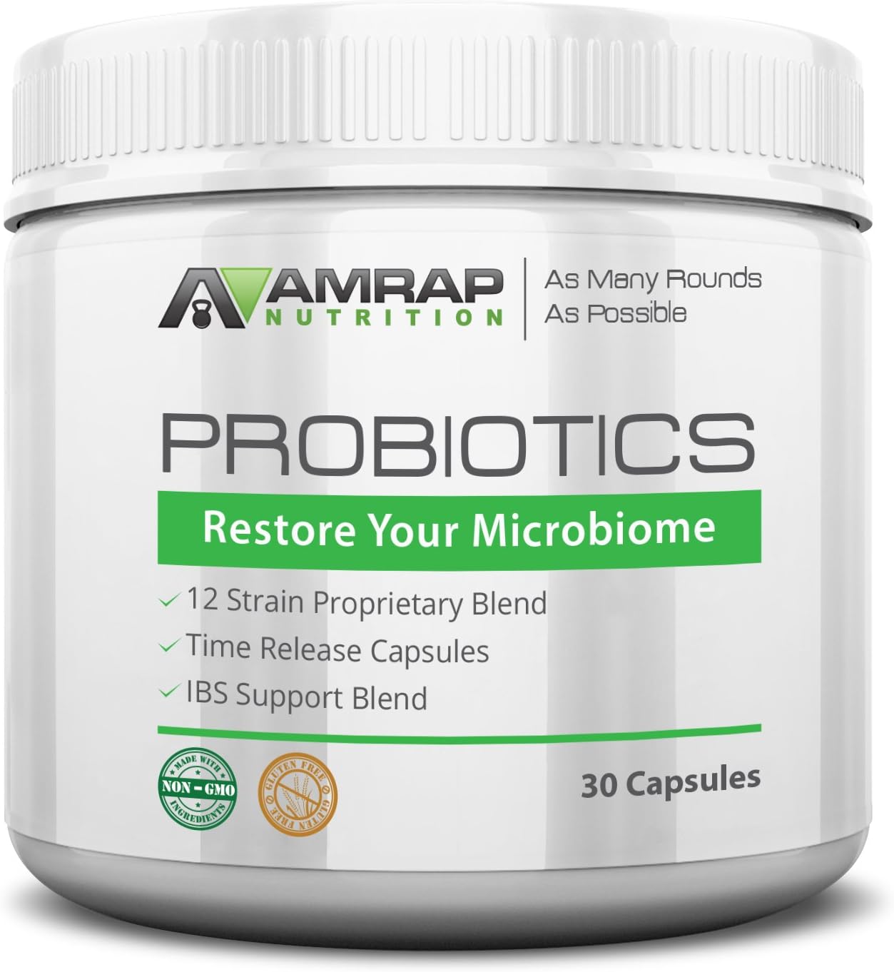AMRAP Nutrition - Probiotics - 12 Strain Probiotic Blend for Men - Women - Time Release Formula for Maximum Potency - Improves Digestion and Immune System