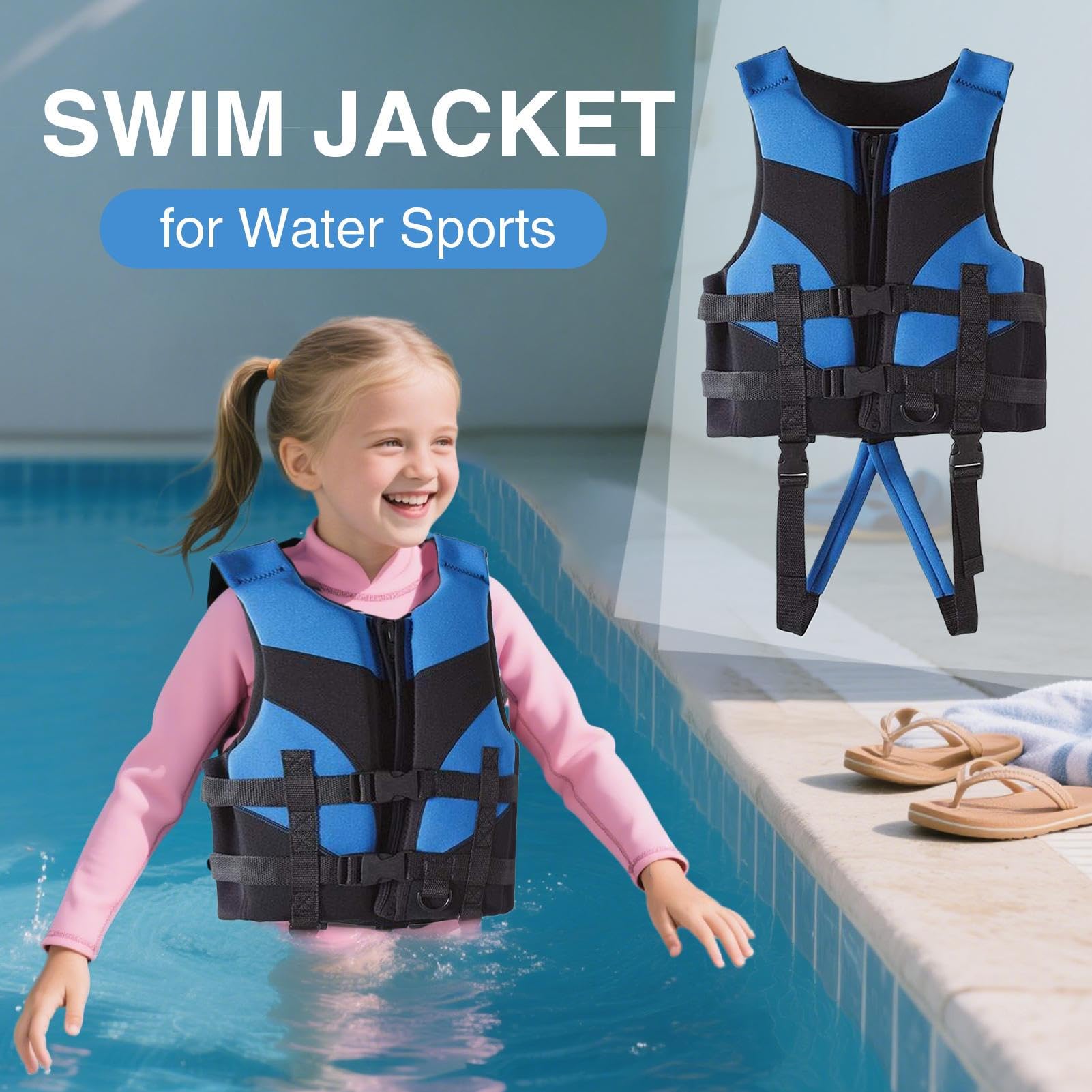 Gilet da nuoto per bambini, giacca da barca, 50 x 25 x 10 cm, regolabile, comodo da indossare, piccolo gilet da nuoto per pesca, lago, parco acquatico e kayak