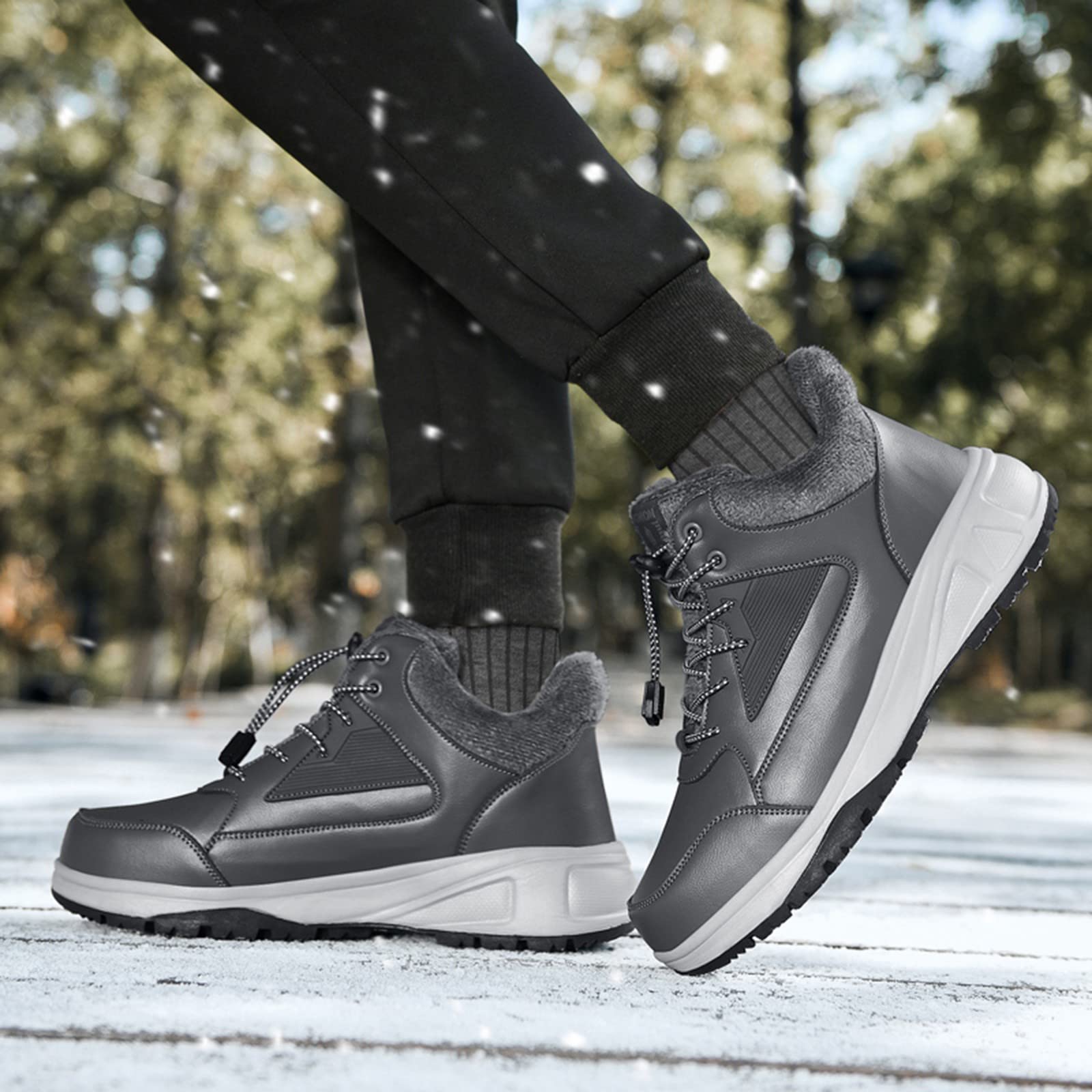 FGUUTYM Botines para mujer, color negro, algodón, botas de nieve, invierno, cálidas, botas de invierno, zapatos de invierno, zapatos deportivos, botas, antideslizantes, para tobillo, termostato,