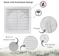 Vista 3 de Vent Systems 6" Conducto - 8" x 8" Paquete Exterior de 4 Cubiertas de Ventilación - Tubos de Ventilación de Baño - Cubierta de Ventilación