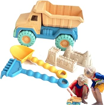 Sand Castle Toy, Sandbox Toy - Sandbox Beach Toy | Dump Truck, Shovel, Rake, 2 Castle Sand Molds, Sandbox Beach Toy Sand Truck Toy for Kids Outdoor Play