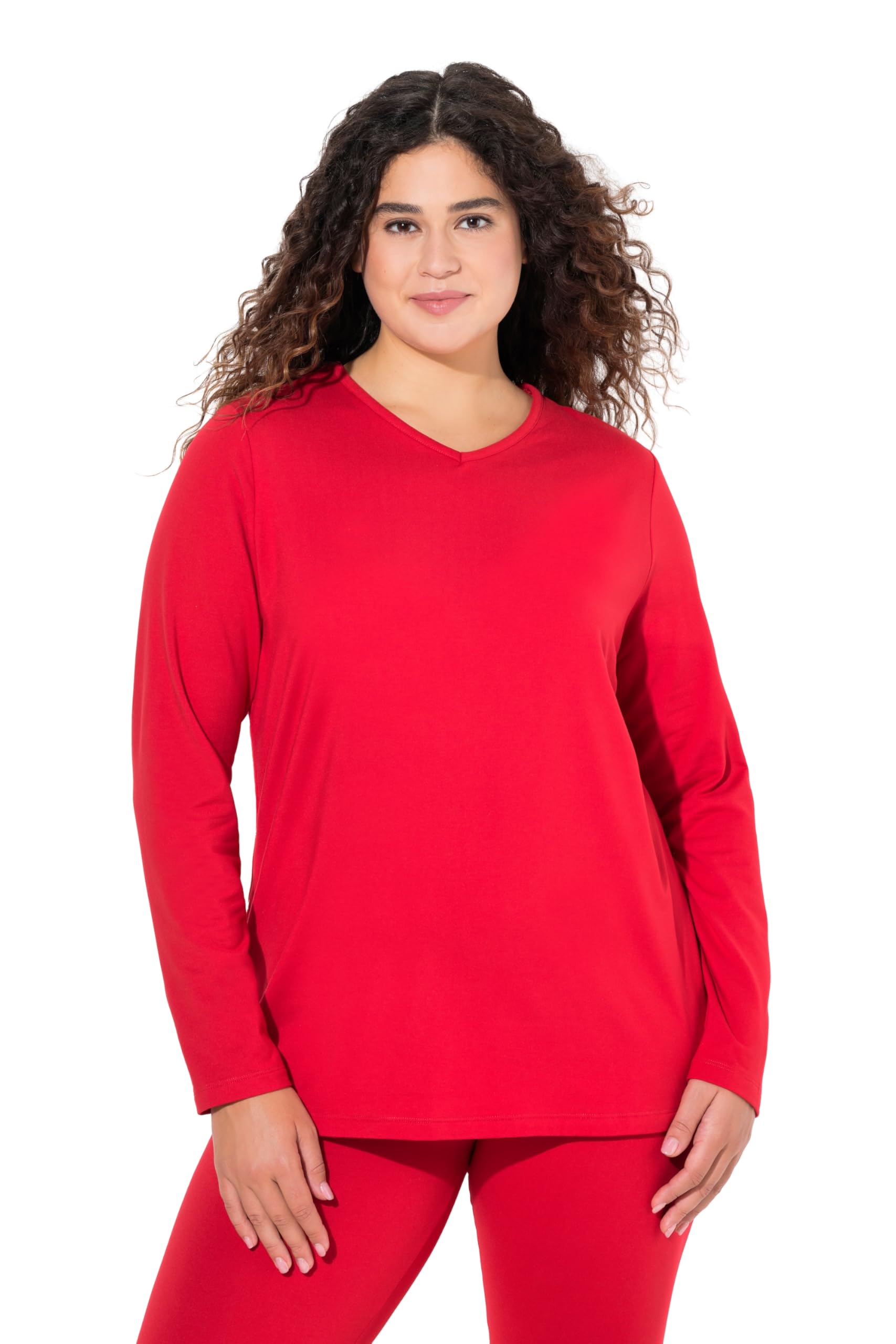 Ulla Popken Damen große Größen Übergrößen Plus Size Ski-Funktionsshirt, schnelltrocknend, Loop, Langarm 751623