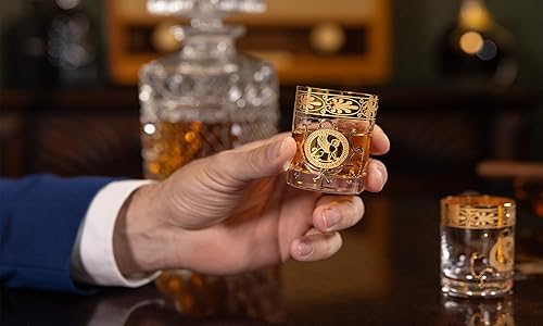 Miniatura 4 de Vasos de chupito, regalo de lujo para hombre, hecho a mano, decorado con oro, fondo pesado, juego de 2