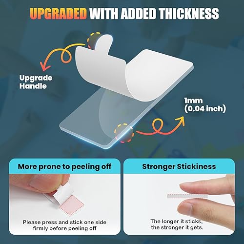 Miniatura 3 de Puntos adhesivos de doble cara, 640 piezas de masilla de montaje extraíble sin rastro, grosor de 0.04 pulgadas, pequeño cuadrado doble transparente