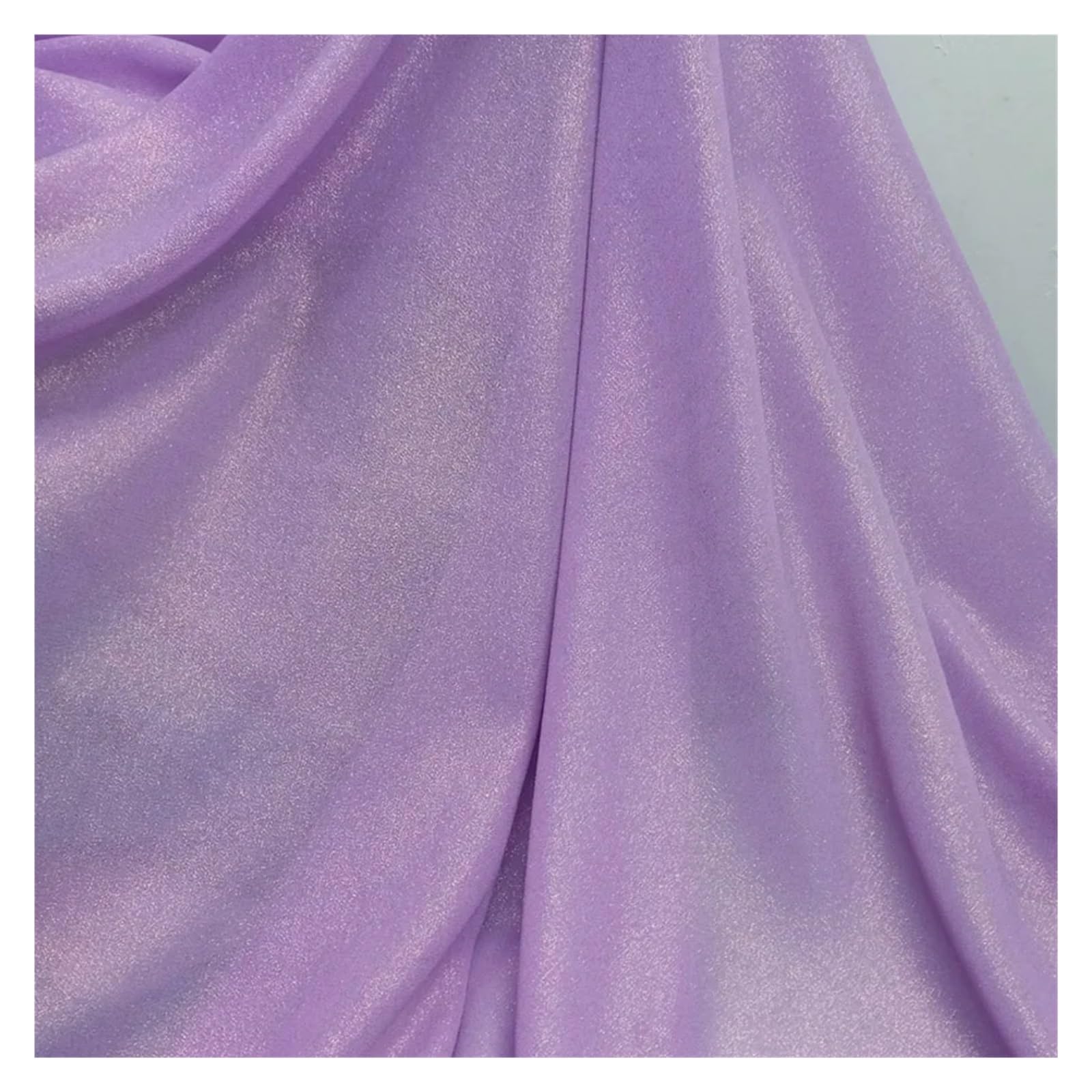 TIYGHI Sparkly Fabric Glittery Chiffon Fabric Soft Bronzed Magic Color Breathable DIY Dress Fabric (Color : Lilac, Size : 92CM X 146CM)