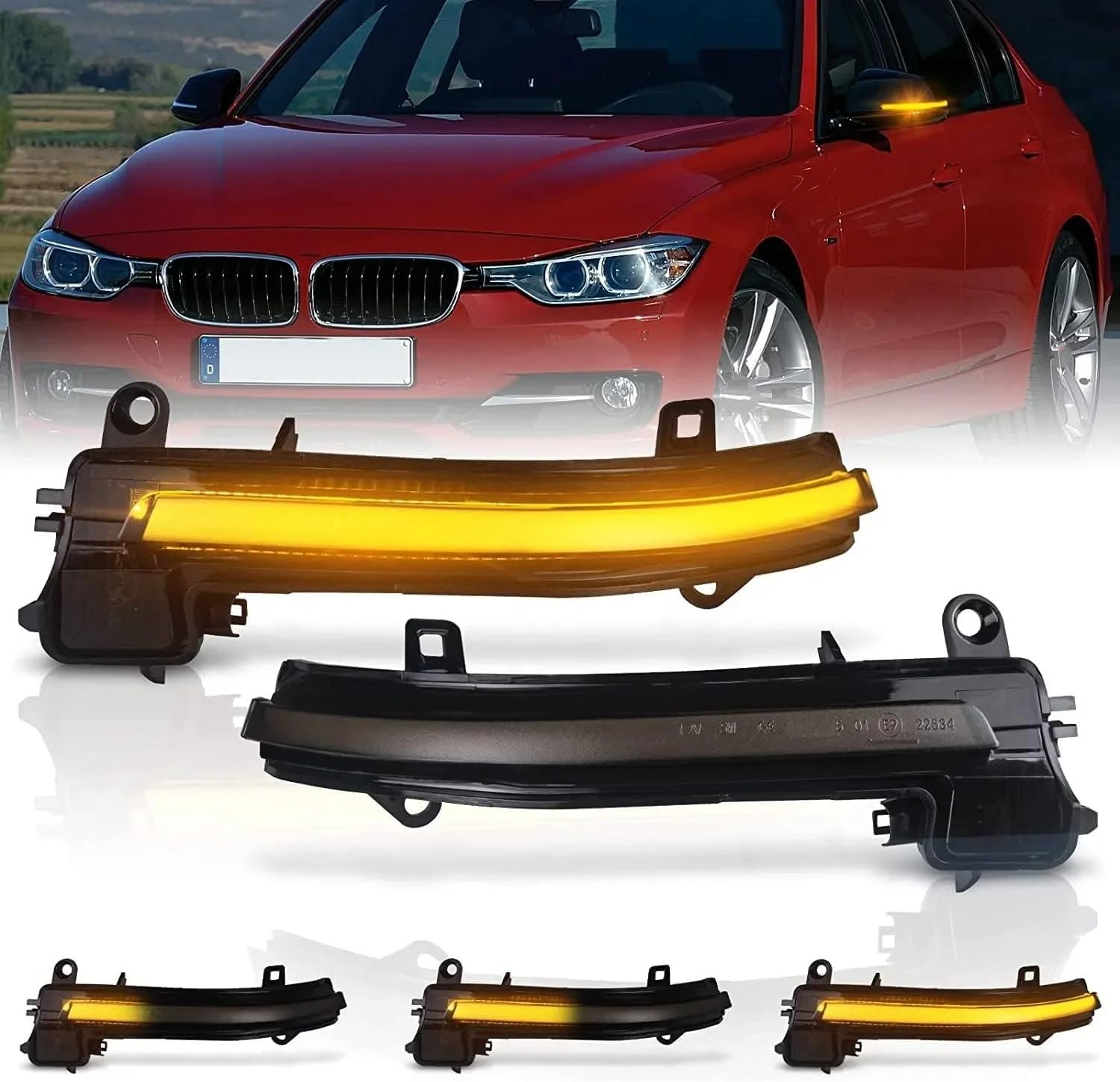 Yoegerery Clignotants LED Dynamiques Rétroviseurs BMW Série 1 2 3 4 X1 I3 Noir