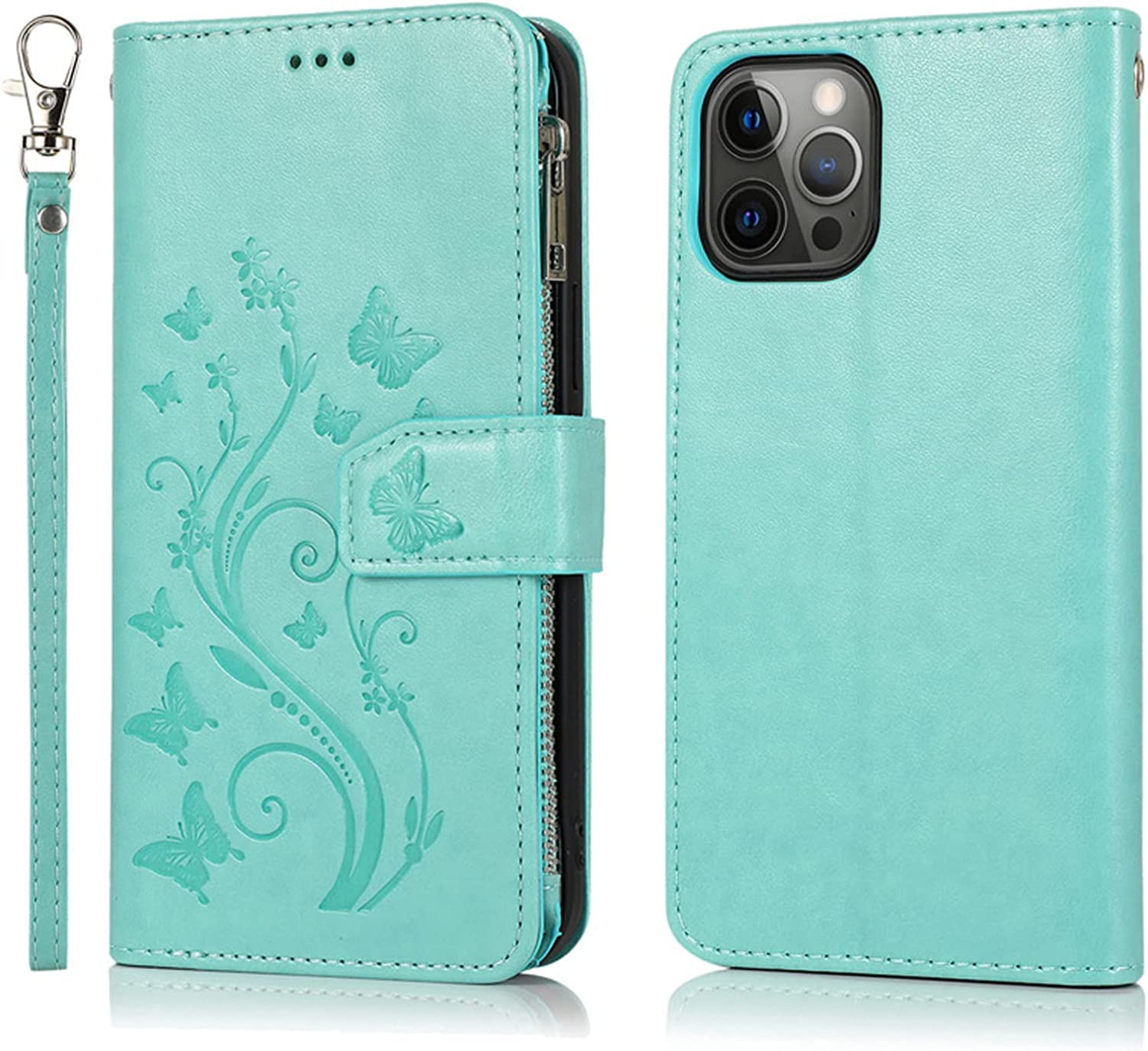 Étui à rabat iPhone 13 Pro Max vert avec bracelet porte-cartes pour vos déplacements - 8