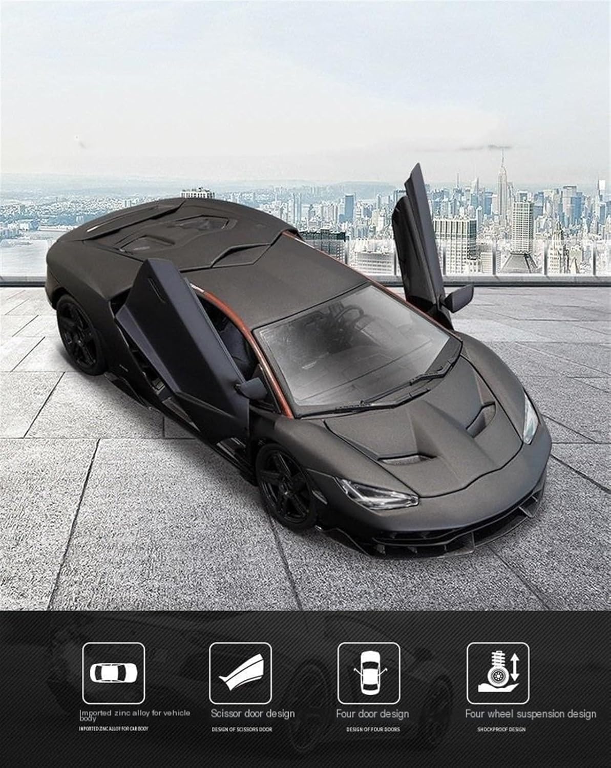 1:18 LP770 4 metallic gray alloy sports car model(LP770 4 Metallic orange red)