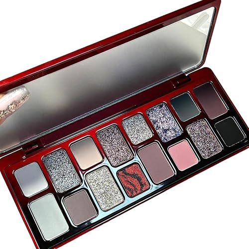 Goth Eyeshadow Palette 16 Colors Matte Metallic Shimmer Glitter Eye Shadow Pallet, Smokey Makeup Palette, Neutral Naked Brown, Red, Black Dark Eye Shadow Palette for Midnight Masquerade