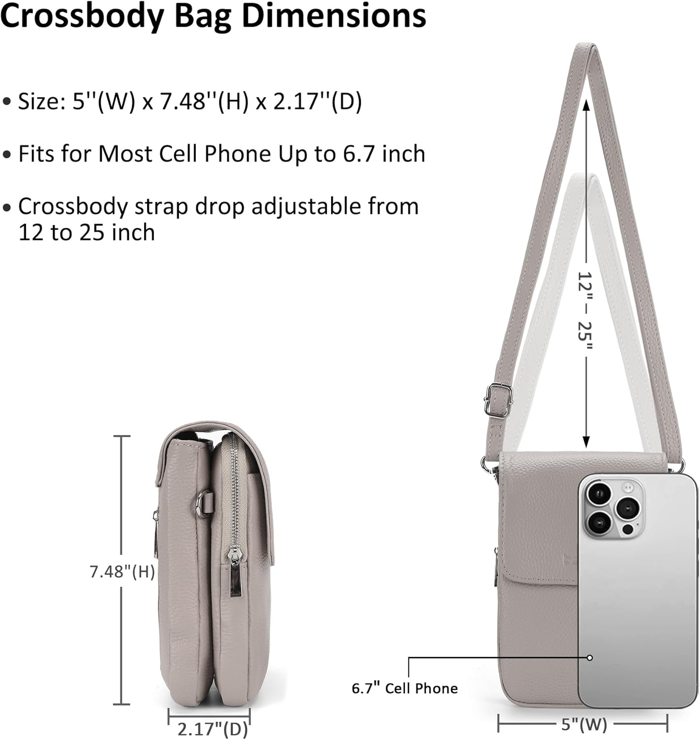 befen Genuine Leather Small Crossbody Bags for Women, Cell Phone Cross body Purse Bag with RFID Blocking Card Slots - Image 4